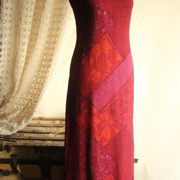 Vintage 1990s Dress, Jones New York Silk Burgundy Floral Print, Size 8 - Picture 7 of 12